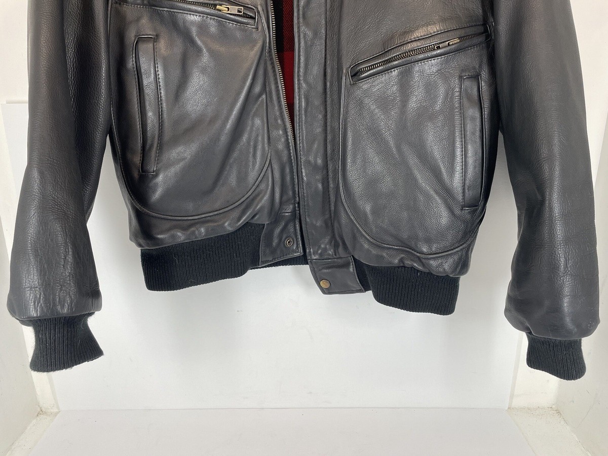 Vintage 80s Philippe Monet Steerhide Leather Bomber Jacket Buffalo 