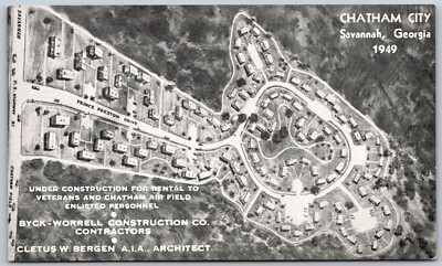 Postcard GA Savannah Georgia Chatham City Air Field Artist Rendering 1949 GA01