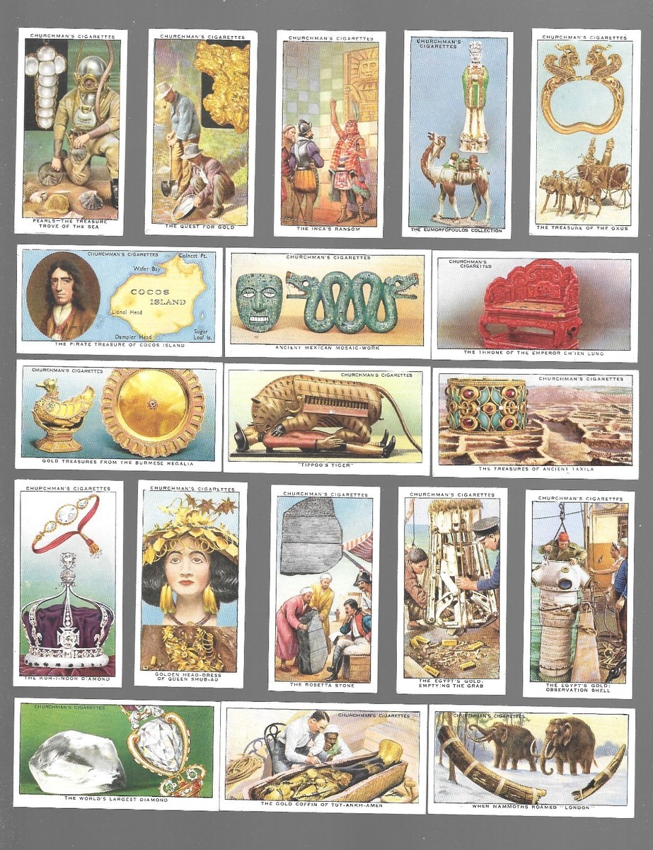 churchman cigarette cards CIGARETTE CARDS. Churchman Tobacco. TREASURE TROVE. (Complete Set of 50).  (1937)
