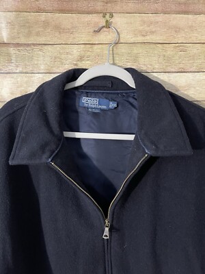 Polo Ralph Lauren Men's Black Wool Blend Lined Full Zip Jacket
