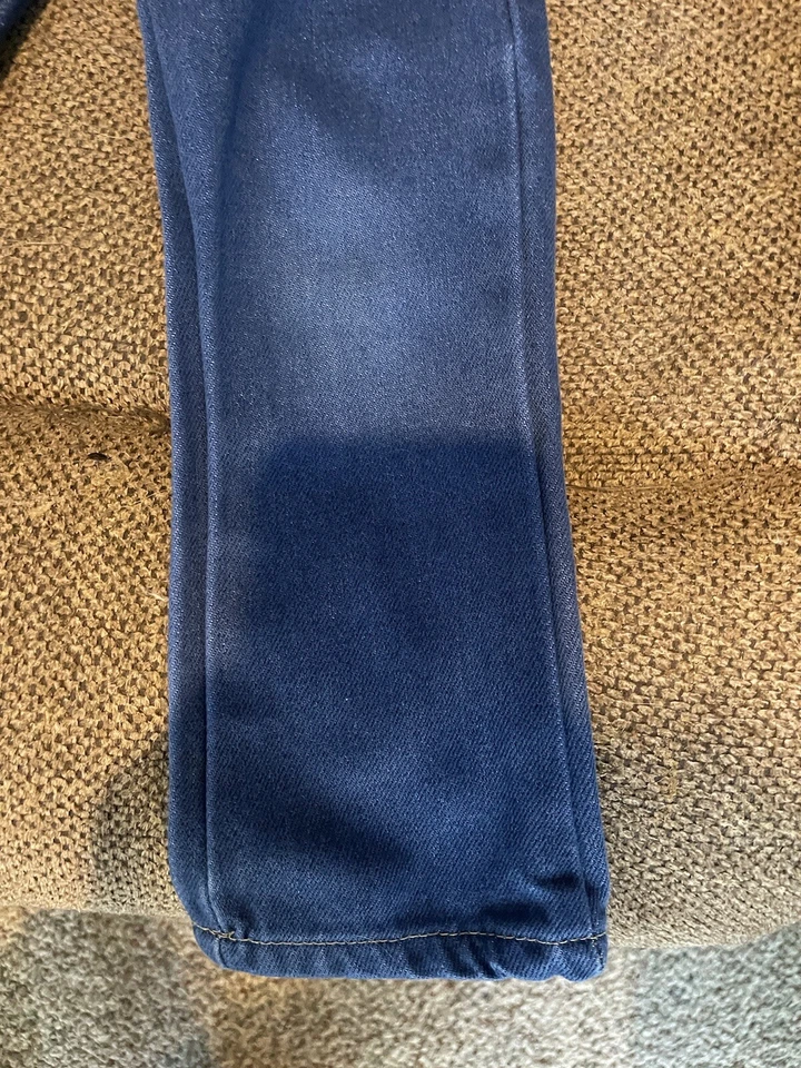 Jeans Lee Denim Vintage Años 70 Niños 4 Ajustados EE. UU. Cremallera 50/50 Unisex/Campana Hecha en Unión Foto 3 de 4