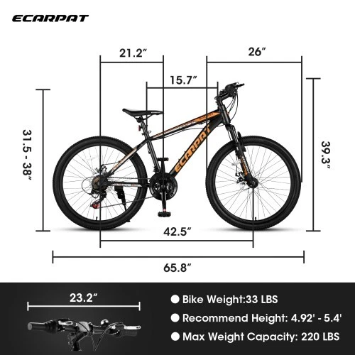Bicicleta de montaña de 24 pulgadas para adultos cuadro de aluminio Shimano 21 velocidades Foto 4 de 4