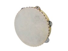 Tambourine, rawhide skin, wood, 10"", 6 zils
