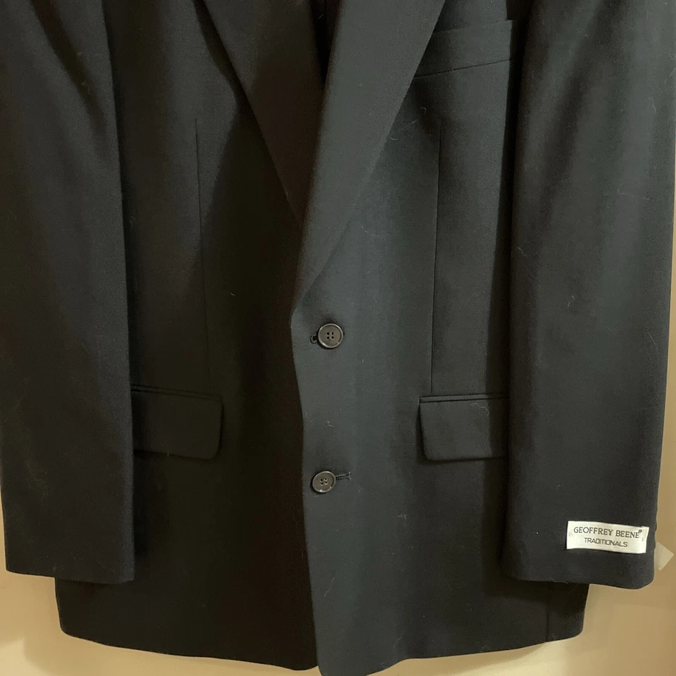 Geoffrey Beene 100% Wool Blazer Sport Coat Men's 44L Navy Union Made Luxury NWT - Imagem 3 de 4
