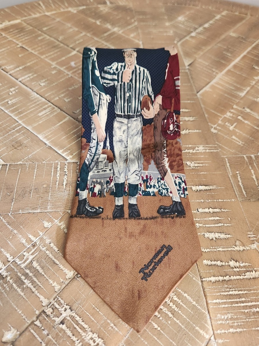 Vintage 1994 Norman Rockwell Football Coin Flip Men’s Neck Tie