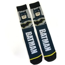 new BATMAN SOCKS dark gray black BIG LOGO spellout dc comics MENS ADULT CREW