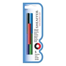 Sheaffer  5 Assorted Colors Fountain Pen Ink Cartridges Pack Of 5 In Pack 96400