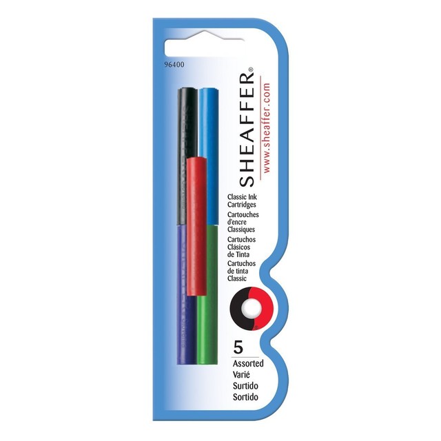 Sheaffer 5 Assorted Colors Fountain Pen Ink Cartridges Pack Of 5 In