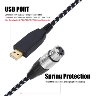 10 Fuß XLR-Buchse auf USB Mikrofonkabel Adapter für PC Laptop Mikrofon Gesangsrekorder