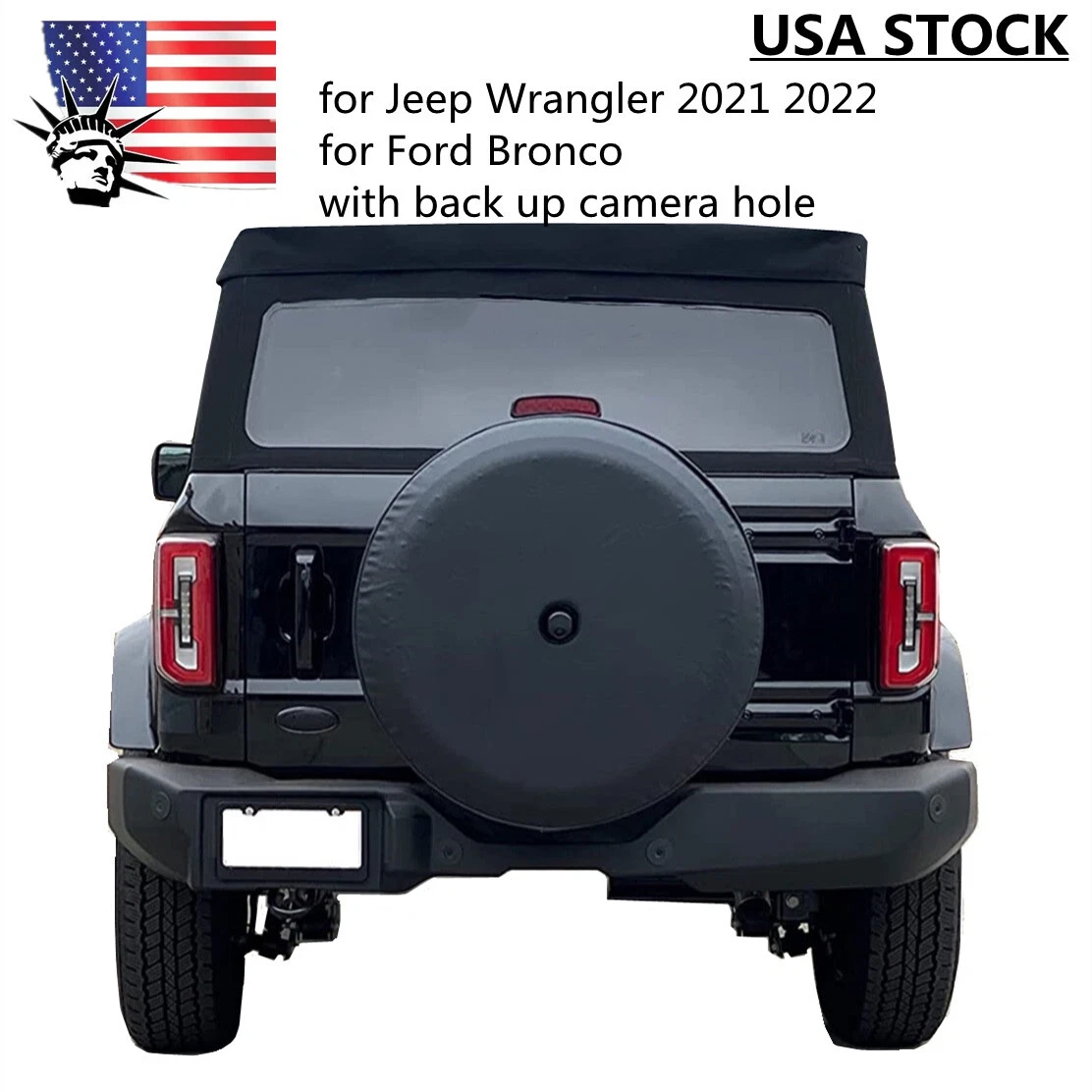 Spare Tyre Tire Cover 16 in Leather for Ford Bronco Jeep Wrangler