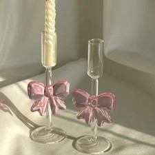 Clear Bow Tall Glass Candle Holder For Wedding Party Events Table Decor 