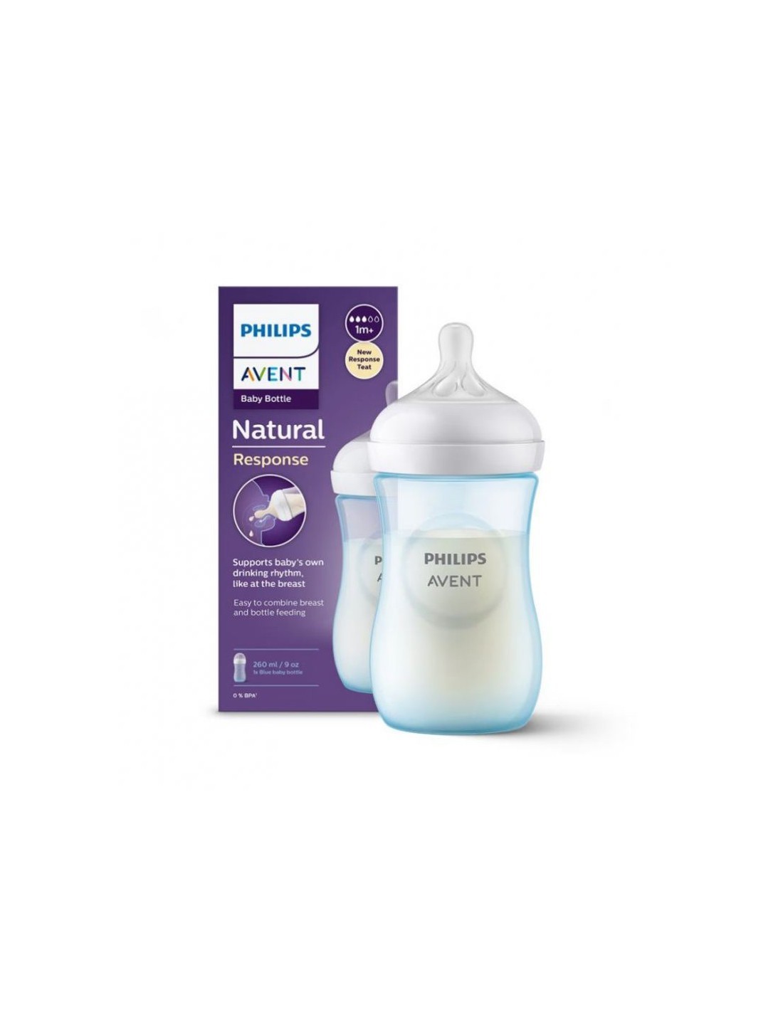 Philips Avent Blu Natural Response Biberon Da 1+ Mesi – 260 Ml - Immagine 2