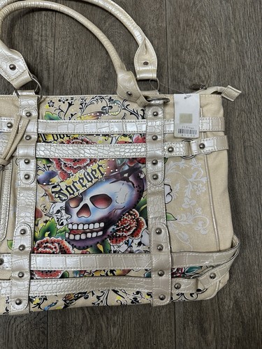 Ed Hardy Style Love Roses Tattoo Large Tote Bag Tab/Gold Purse Embellished - Bild 3 von 6