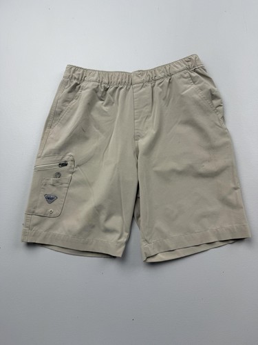 Columbia Cargo Shorts Boys Large Beige Nylon Elastic Waist Omni-Shade 8 Inseam