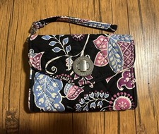 Vera Bradley Retired Alpine Floral Print Turn Lock Zip Wristlet Wallet
