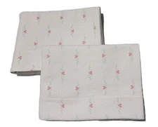 Set of 2 White Flannel Pillowcases W/ Pink Hearts.  20 X 28 Standard