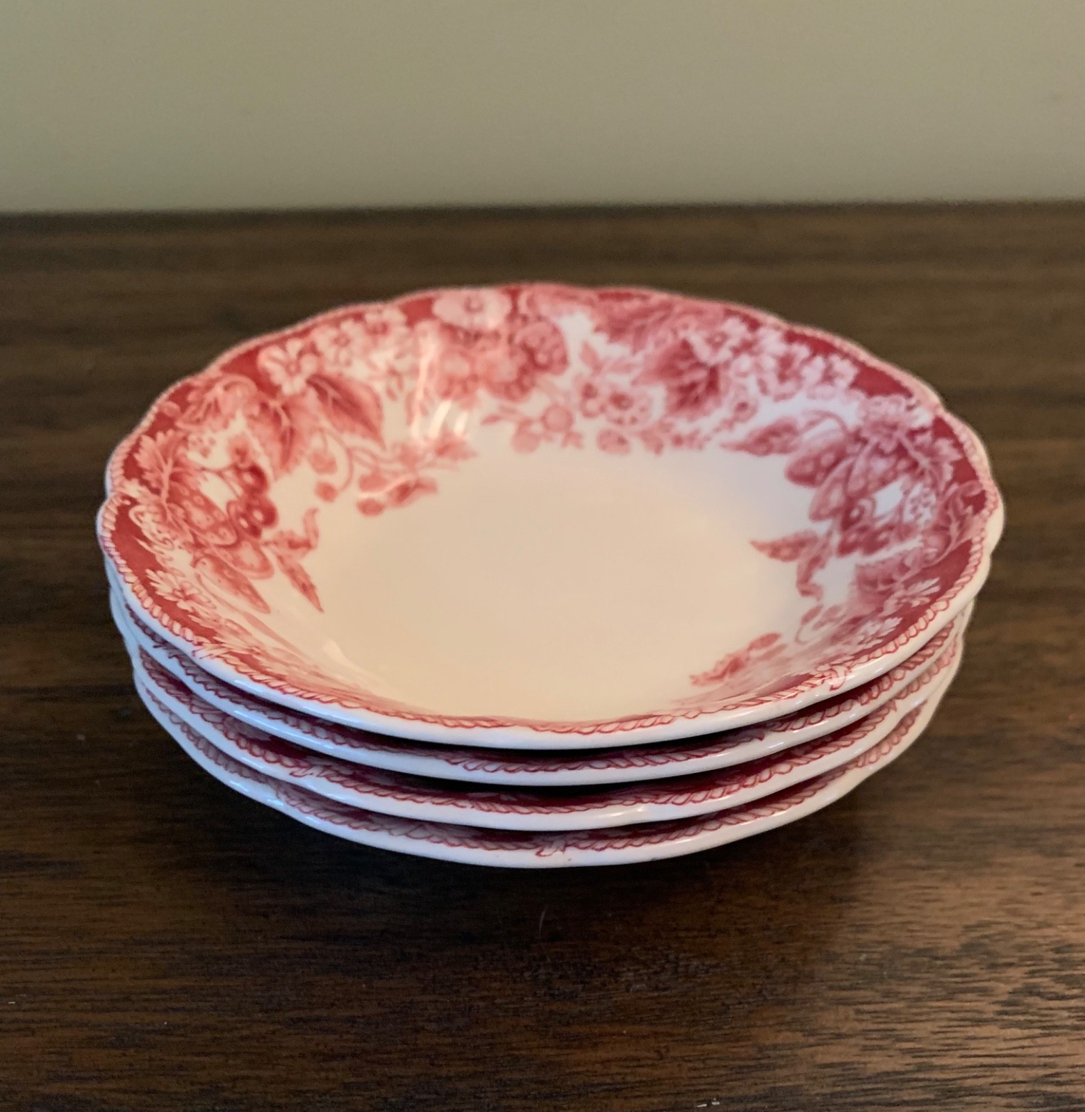 Johnson Brothers Strawberry Fair 5" Berry Dessert Fruit Bowls Set of 4  England