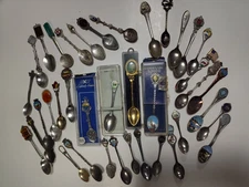 Lot of 38 Vintage Souvenir Collector Spoons - International Travel Destinations