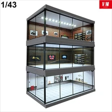 Diorama 1/43 Car Showroom Model LED Lighting City Garage Scene Display Model Toy