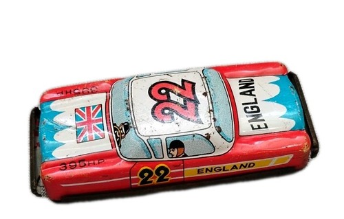 Vintage England #22 Race Car Litho Tin Toy Made In JAPAN 4" Rare Toy Car - Picture 2 of 4