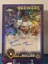 2024 Topps Chrome Baseball Chris Roller Purple Speckle Rookie Auto /299 BREWERS 