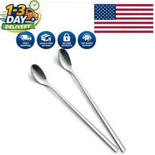 Ergonomic 18/10 Stainless Steel Iced Tea Spoons - Set of 2 for Everyday Elegance