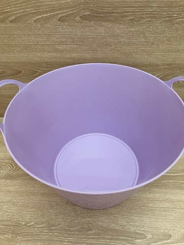 Menge 2 Neu Frühling Eimer Korb mit Griffen Dünne Kunststoff Tragetasche Pastell Lila - Bild 4 von 7