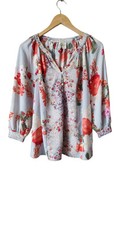 Fig  Flower BOHO Peasant Colorful Floral Patchwork Balloon Sleeve Top Size-M