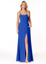 AZAZIE MOIRA Royal Blue A-Line Scoop Chiffon Dress Royal Blue Size 10 