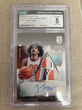 2024 Topps 3 Triple Relic player worn, on card auto Jacob Toppin RC #09/49 NY