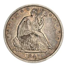 WOW 1843 P SEATED LIBERTY HALF DOLLAR US SILVER COIN XF+ DIE CRACK PHILADELPHIA