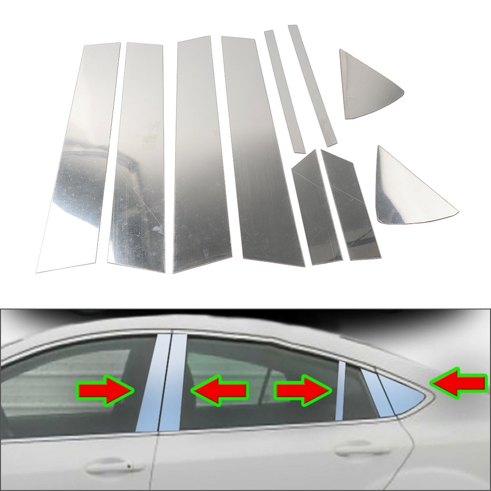 10x Silver Pillar Posts Door Side Window Cover Trim For Mazda 6 2009-2013