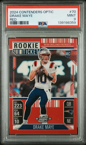 2024 Panini Contenders Optic Drake Maye #70 Red /199 PSA 9 POP 15
