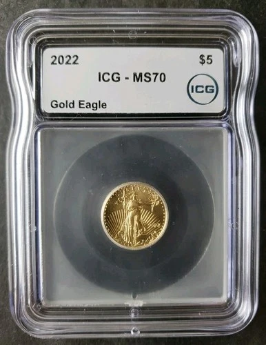 2022 $5 1/10oz Gold American Eagle ICG MS70