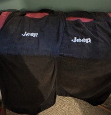 Two Jeep Black Bucket Seat Towel Covers Embroidered Logo Two Jeep Black Bucket Seat Towel Covers Embroidered Logo