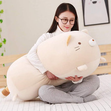 Large Fat Cat Plush Pillow - 35.4" Stuffed Animal Toy for Girls  Bed