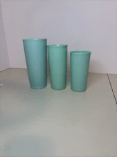 Vintage Tupperware Tumblers Blue Nesting Cups Set of 3 Midcentury USA 1960s 70s
