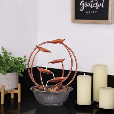 Alpine Corporation 13''H Indoor Multi-Tier Metal Leaf Brown