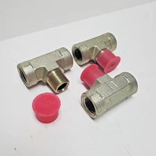 PARKER 8-8-8 MBT-B BRASS TEE PIPE FITTING, 1/2" NPT MALE AND FEMALE NEW SET 3