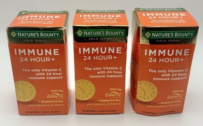 3x Nature's Bounty Immune 24 Hour + - 50 Count Each Sealed 10/26 Free Shipping