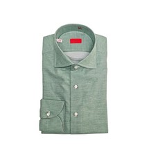 780 ISAIA "Mix" Dress Shirt Aquamarine Cotton Cashmere Hand - Sewn 15.75 - 40