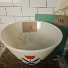 Vintage FIRE KING Tulips Large Nesting Mixing Bowl 9.5" Good Condition