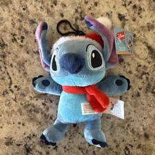 Disney STITCH w/ Christmas Santa Hat Plush Lilo  Stitch With Clip.