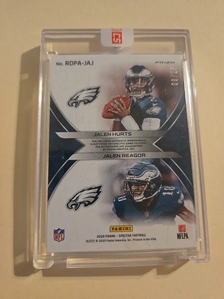 2020 PANINI SPECTRA DUAL RPA JALEN HURTS AND JALEN REAGOR  8/15 EAGLES SB MVP - Image 2 of 3