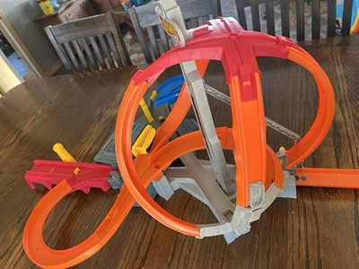Hot Wheels Spin Storm Track Set High Speed Multi-Lane Loops, Motorized
