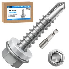 300Pcs Self Tapping Screws Sheet Metal Screws 8x1/2 Self Drilling Screws for...