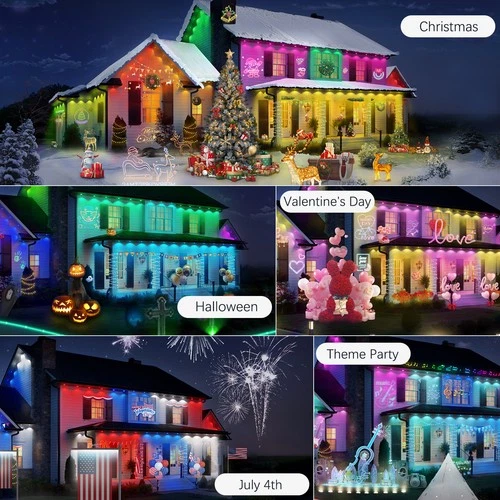 50ft Permanent Outdoor Lights for House 30 Smart RGB+IC LEDs Decor Light IP65 - Picture 17 of 18