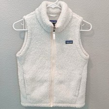 Patagonia Girl's Los Gatos Soft Fleece Vest White Size L Classic Full Zip Jacket