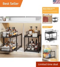 Under Sink Organizer, 2-Tier Pull Out Cabinet Organizer, Kitchen Bathroom Org...