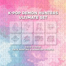 Kpop Demon Hunters Ultimate Schablone 8er Set Face Painting & Airbrush Tattoos